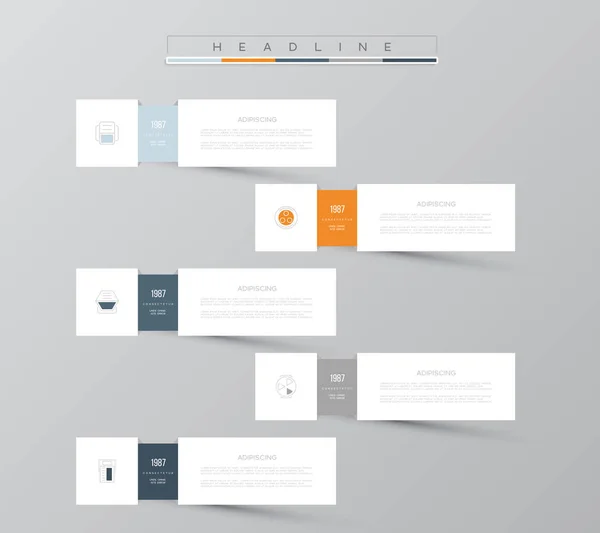 Vektor infographic sablon. Üzleti koncepció 5 lehetőségek. A tartalmát, diagram, folyamatábra, lépések, alkatrészek, ütemterv infographics, munkafolyamat-elrendezés, diagram. — Stock Vector