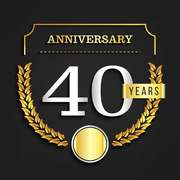 40th anniversary logo s zlatými prvky. Vektorové ilustrace. — Stockový vektor