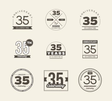 35 yıl yıldönümü logo ayarla. Vektör çizim.