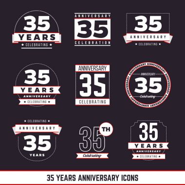 35 yıl yıldönümü logo ayarla. Vektör çizim.