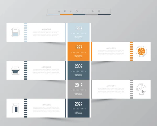 Modelo de infográfico vetorial. Conceito de negócio com 5 opções. Para conteúdo, diagrama, fluxograma, etapas, peças, infográficos de linha do tempo, layout de fluxo de trabalho, gráfico . —  Vetores de Stock