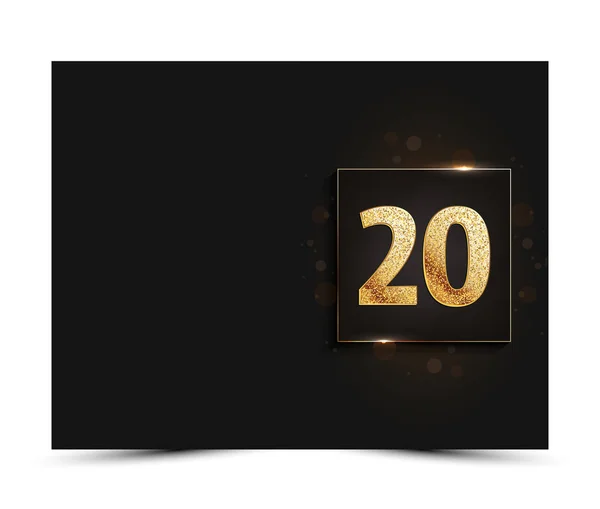 20ste verjaardag ingericht groet / uitnodiging kaart sjabloon met gouden elementen. — Stockvector