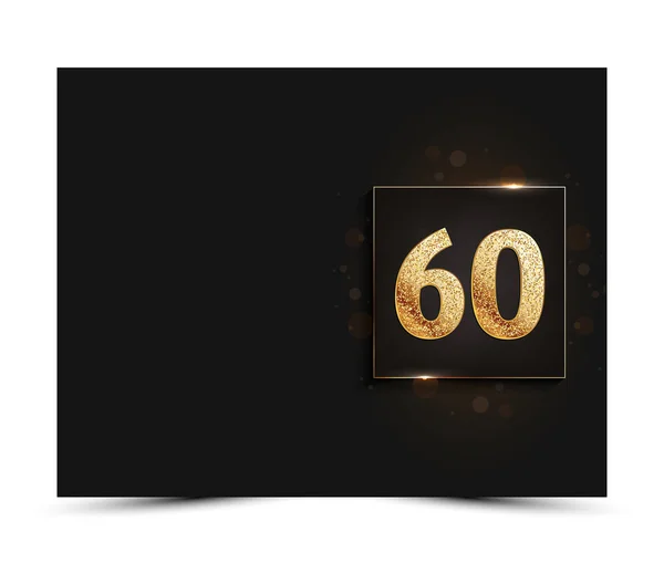 60-jähriges Jubiläum dekorierte Gruß- / Einladungskarten-Vorlage mit Goldelementen. — Stockvektor