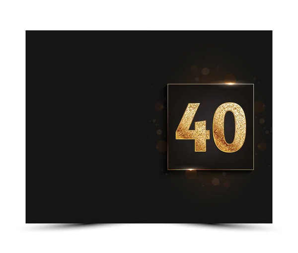40th anniversary decorated greeting / invitation card template with gold elements. — Stock Vector