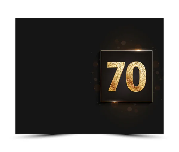70-jähriges Jubiläum dekorierte Gruß- / Einladungskarten-Vorlage mit Goldelementen. — Stockvektor