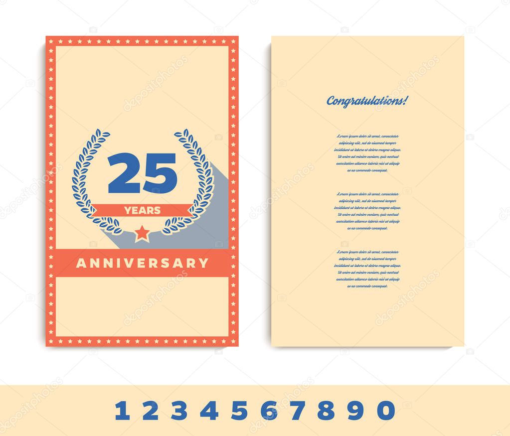 Anniversary invitation/greeting card template. Vector illustration.