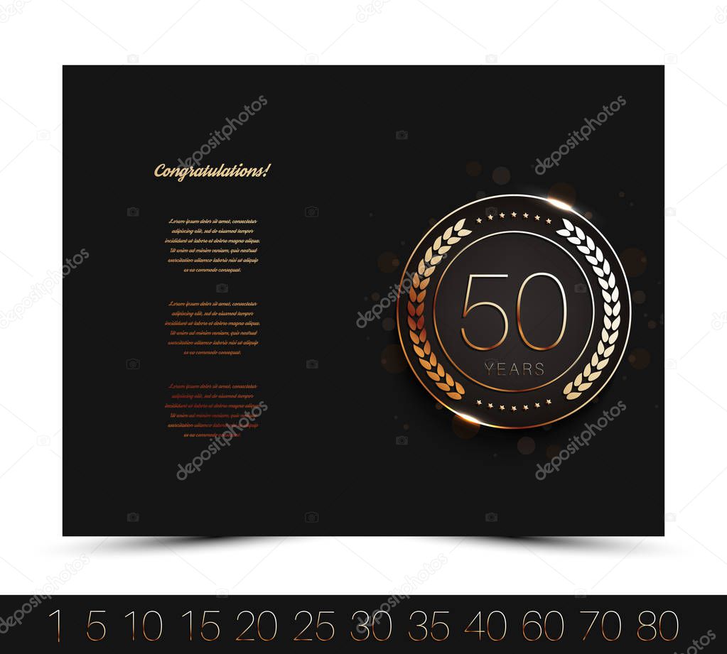 Anniversary invitation/greeting card template. Vector illustration.