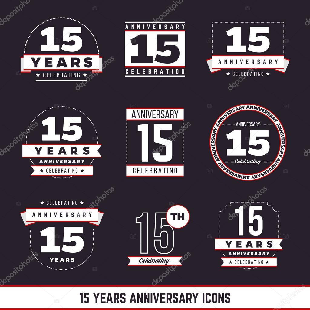 15 years anniversary logo set. Vector illustration.