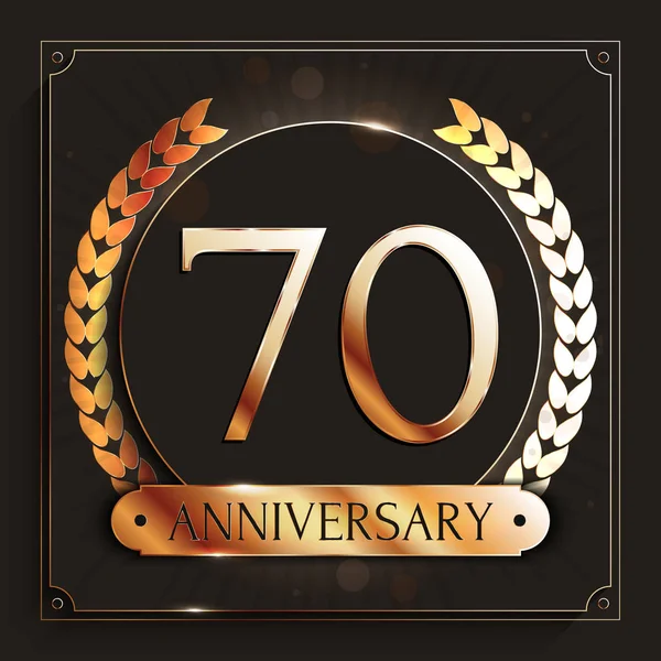 70 years anniversary gold banner on dark background. Vector illustration. — Stock Vector