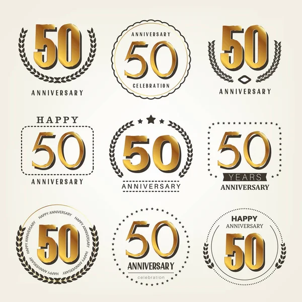 50 Jahre Jubiläumslogo Set. Vektorillustration. — Stockvektor