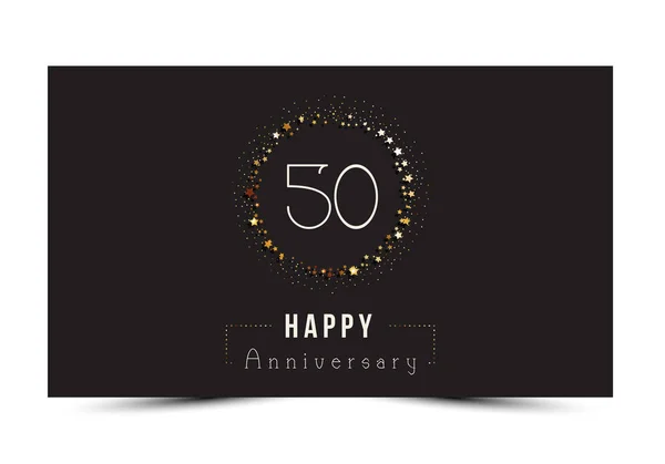 50 years Happy Anniversary card template with gold stars. — Stock Vector