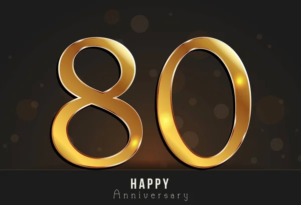 金の要素を持つ 80 年間飾られた幸せな記念日カード テンプレート. — ストックベクタ