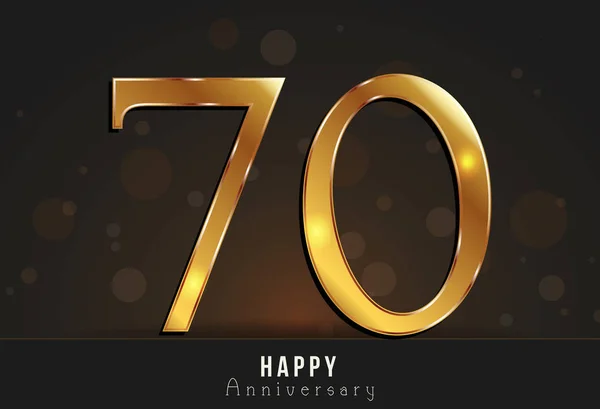 70年快乐周年纪念装饰卡模板与黄金元素. — 图库矢量图片