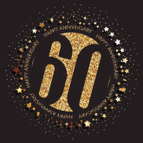 Decoratieve gouden embleem van verjaardag - vectorillustratie. 60ste verjaardag logo. — Stockvector