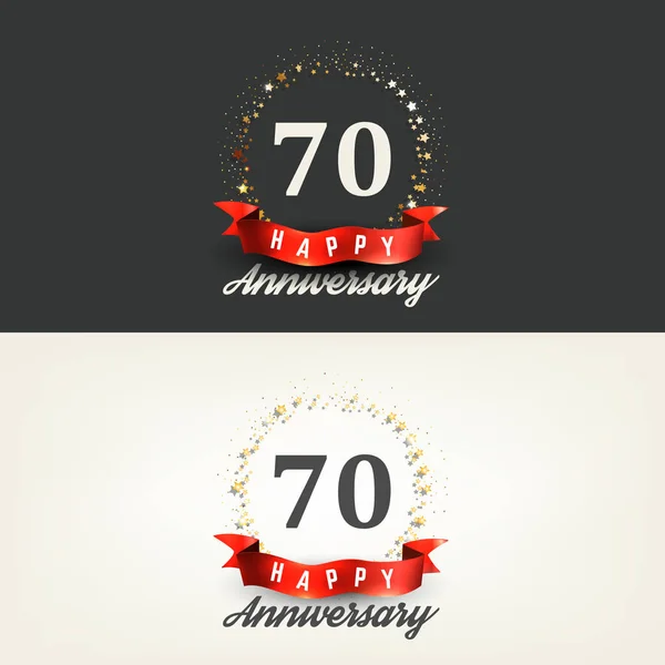 70 años Happy Anniversary banners. Ilustración vectorial . — Vector de stock