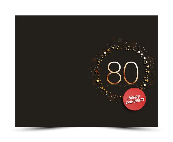 80 anni modello di carta decorato anniversario con elementi in oro . — Vettoriale Stock