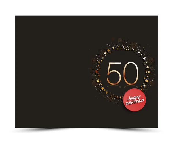 Plantilla de tarjeta decorada aniversario 50 años con elementos de oro . — Archivo Imágenes Vectoriales