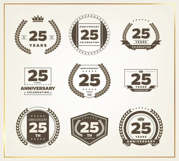 25 anos logotipo aniversário definido. Ilustração vetorial . —  Vetores de Stock