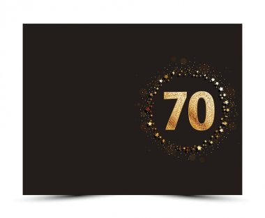 70 yıl yıldönümü tebrik dekore edilmiş / davetiye kartı şablonu altın elemanları ile.