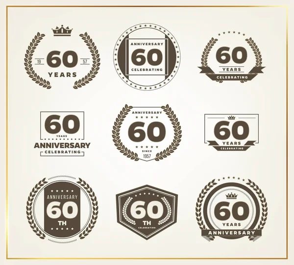 60 lat urodzinowego logo zestaw. Ilustracja wektorowa. — Wektor stockowy
