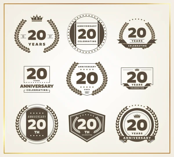 Conjunto de logotipo de aniversario 20 años. Ilustración vectorial . — Archivo Imágenes Vectoriales