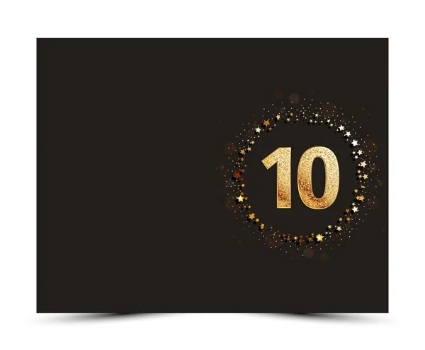 10 anni anniversario decorato modello di biglietto di auguri / invito con elementi in oro . — Vettoriale Stock