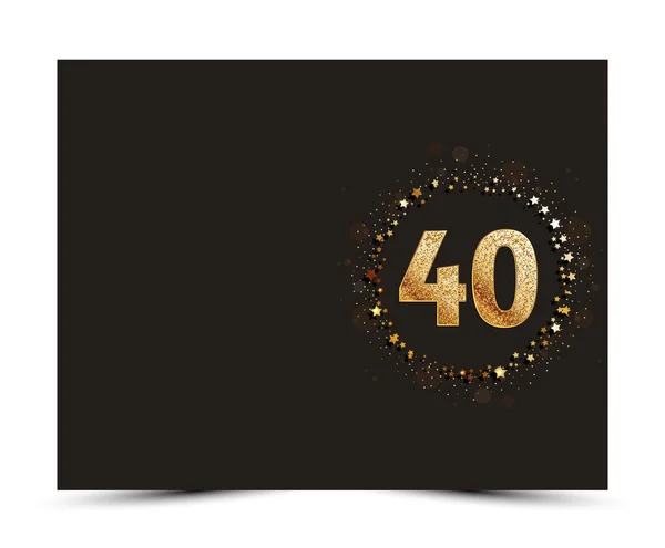 Plantilla de tarjeta de felicitación / invitación decorada aniversario 40 años con elementos de oro . — Archivo Imágenes Vectoriales