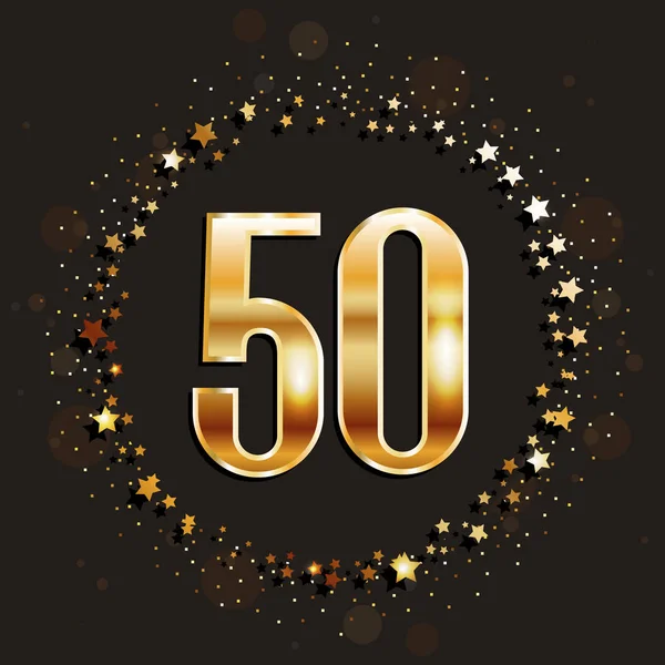 50 years anniversary gold banner on dark background. Vector illustration. — Stock Vector