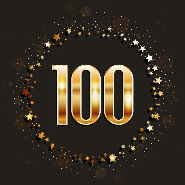 100 ans bannière d'or anniversaire sur fond sombre. Illustration vectorielle . — Image vectorielle