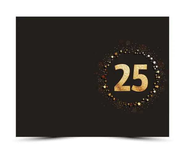25 jaar verjaardag ingericht groet / uitnodiging kaart sjabloon met gouden elementen. — Stockvector
