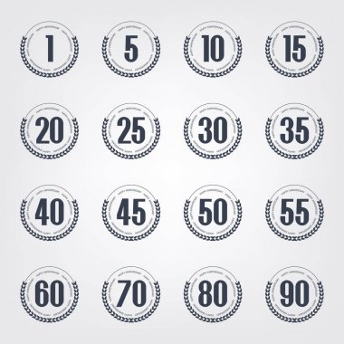 Vektör yıldönümü sembolleri olarak ayarlayın. Yıldönümü logolarını koleksiyonu.