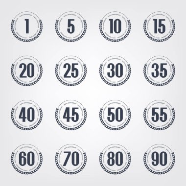 Vector set of anniversary symbols. Anniversary logo's collection. clipart