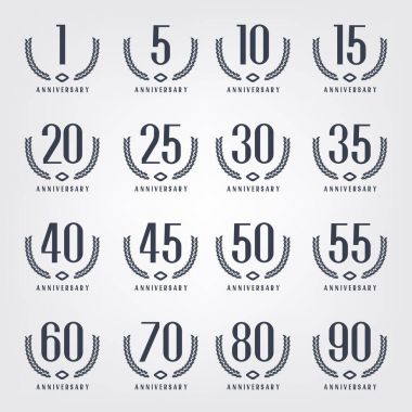 Vector set of anniversary symbols. Anniversary logo's collection. clipart