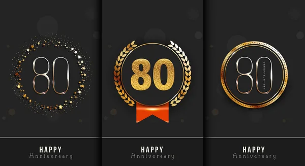 Sada 80 šťastné výročí karty šablony. — Stockový vektor