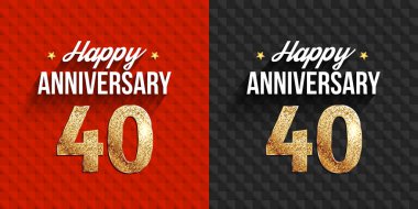 40 mutlu yıldönümü afişler arka plan siyah ve kırmızı. Vektör çizim.