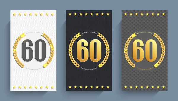 Set of 60th anniversary cards template. Vector illustration. — Stock Vector