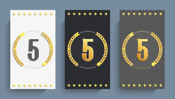 Set van 5e verjaardag kaarten sjabloon. Vectorillustratie. — Stockvector