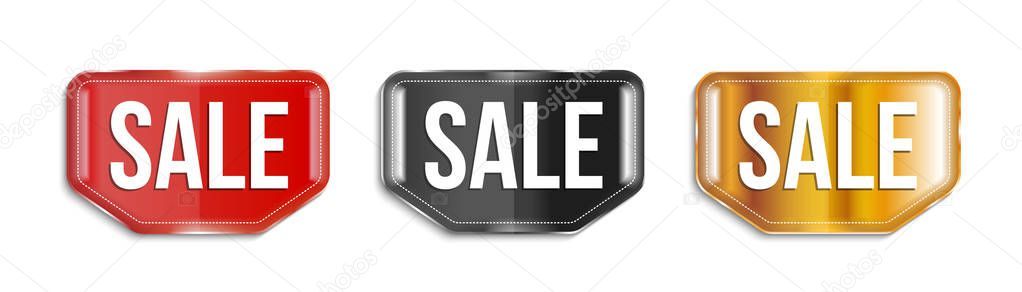 SALE color banners on transparent background. 