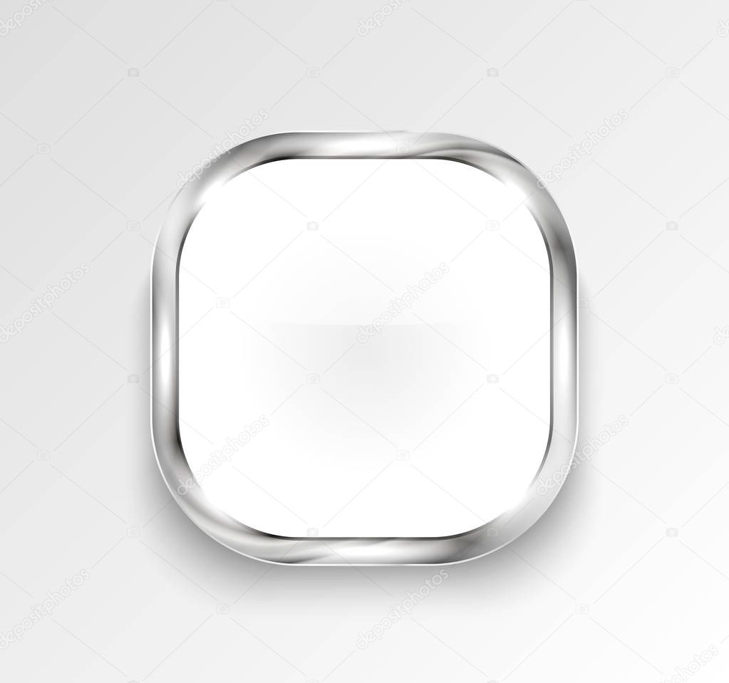 White glossy button or banner. 