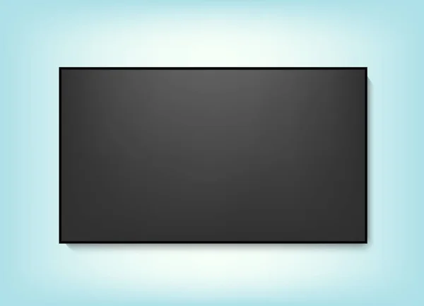 Pantalla de TV realista. Panel de lcd elegante moderno, tipo llevado. Gran pantalla del monitor de computadora maqueta. Plantilla de televisión en blanco. Elemento de diseño gráfico para catálogo, sitio web, como maqueta . — Vector de stock