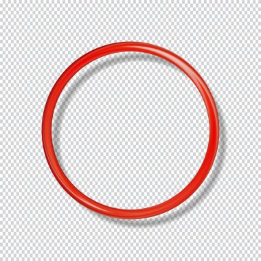 Saydam arka plan üzerinde izole kırmızı parlak halka.