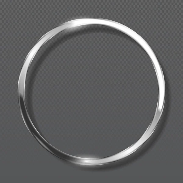 Абстрактное роскошное металлическое кольцо на прозрачном фоне. Серебряная рамка . — стоковый вектор