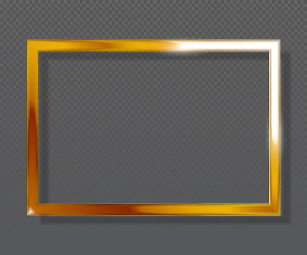 Abstrakta lyx gyllene fyrkantig ram på transparent bakgrund. Guld färgram. — Stock vektor