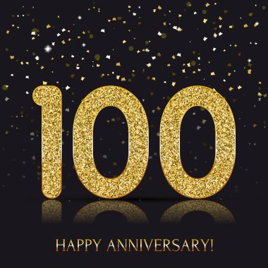 100 yıl evlilik yıldönümümüz kutlu olsun afiş altın elemanları ile.