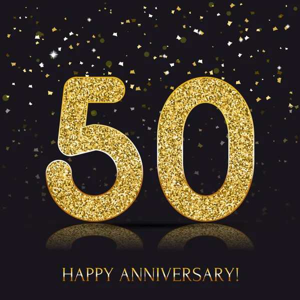 50 år Happy anniversary banner med guld inslag. — Stock vektor