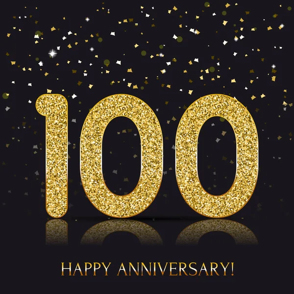 100 anni Felice anniversario banner con elementi in oro . — Vettoriale Stock