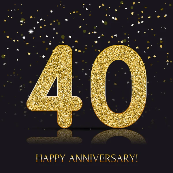 40 anni Felice anniversario banner con elementi in oro . — Vettoriale Stock