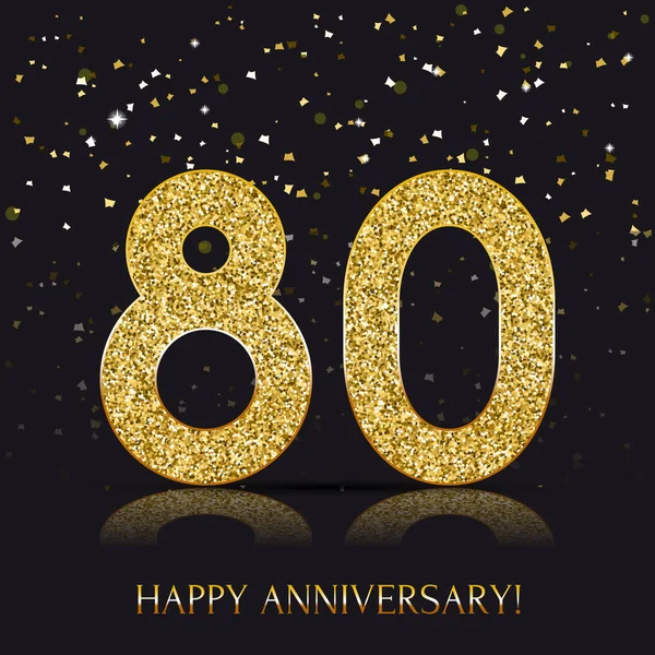 Nápis Happy výročí 80 let s zlaté prvky. — Stockový vektor