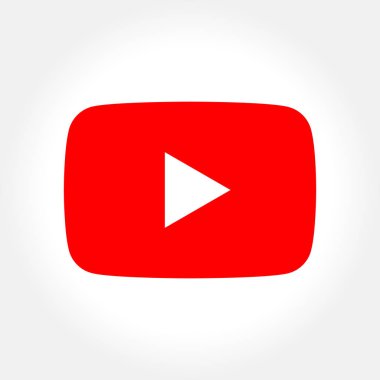 Kırmızı düğmeye sosyal medya Youtube üzerinde beyaz izole..