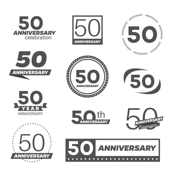 Ötven éves évforduló ünneplés emblémát. 50th évforduló logo gyűjteménye. — Stock Vector